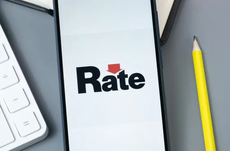 New York, USA - 30 August 2024: Guaranteed Rate Logo on Phone Screen, Company Icon on Display