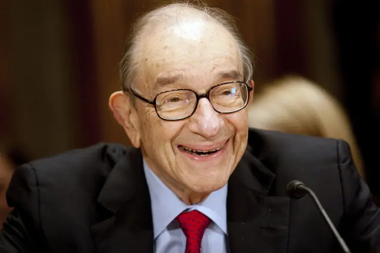 A picture of Alan Greenspan, the former chairman of the Federal Reserve who died on Monday at 100, during a Senate hearing in 2009.