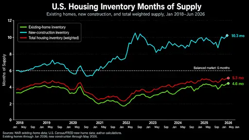 Line graph of US Housing Inventory Months of Supply.