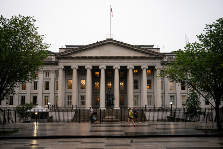 Runners outside the Treasury Department